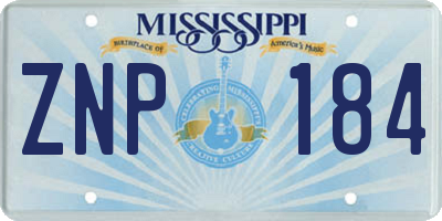 MS license plate ZNP184