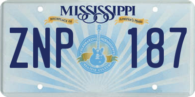 MS license plate ZNP187