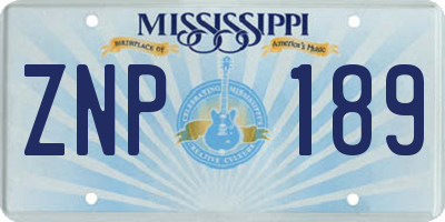 MS license plate ZNP189