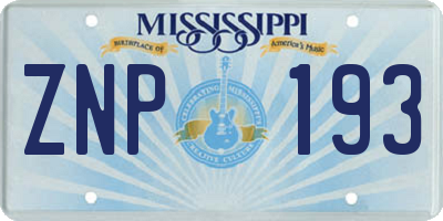 MS license plate ZNP193