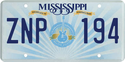 MS license plate ZNP194