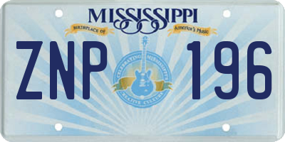 MS license plate ZNP196