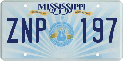 MS license plate ZNP197