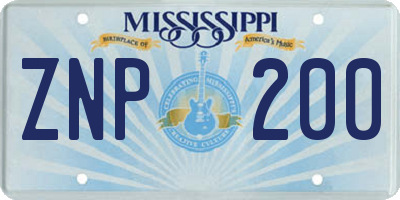 MS license plate ZNP200