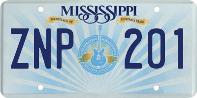 MS license plate ZNP201
