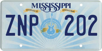 MS license plate ZNP202