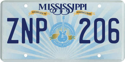 MS license plate ZNP206