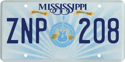 MS license plate ZNP208