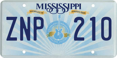 MS license plate ZNP210