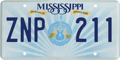 MS license plate ZNP211