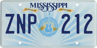 MS license plate ZNP212
