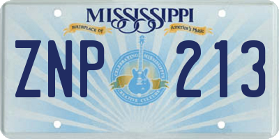 MS license plate ZNP213