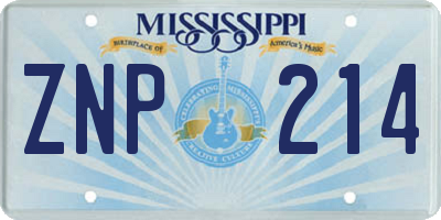 MS license plate ZNP214