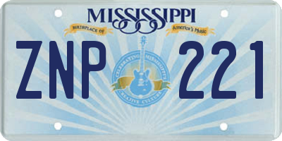 MS license plate ZNP221