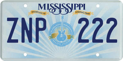 MS license plate ZNP222