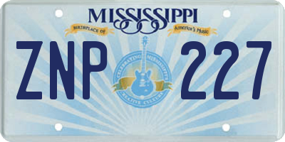 MS license plate ZNP227