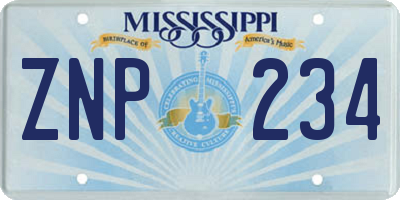 MS license plate ZNP234