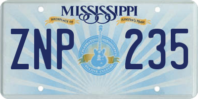 MS license plate ZNP235