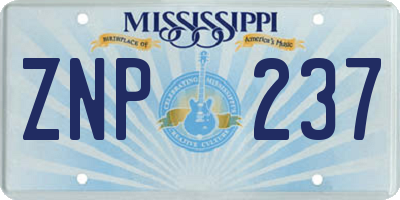 MS license plate ZNP237