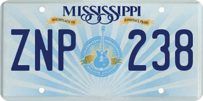 MS license plate ZNP238
