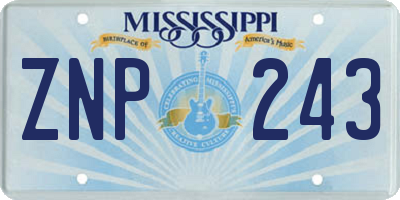 MS license plate ZNP243