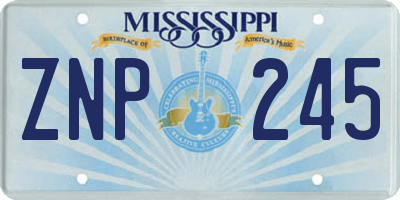 MS license plate ZNP245