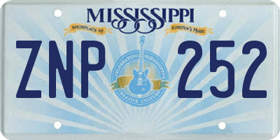 MS license plate ZNP252