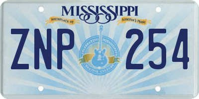 MS license plate ZNP254