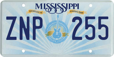 MS license plate ZNP255