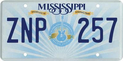 MS license plate ZNP257