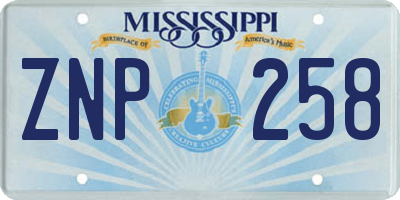 MS license plate ZNP258