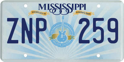 MS license plate ZNP259