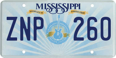 MS license plate ZNP260