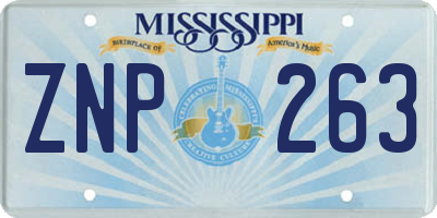 MS license plate ZNP263