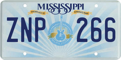 MS license plate ZNP266