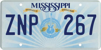 MS license plate ZNP267