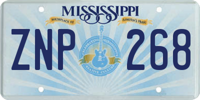 MS license plate ZNP268