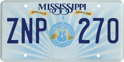 MS license plate ZNP270