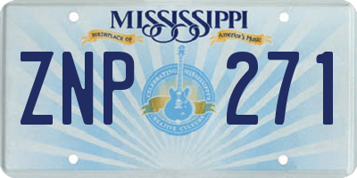 MS license plate ZNP271