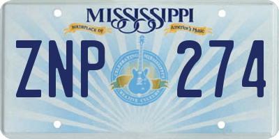 MS license plate ZNP274