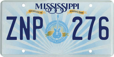 MS license plate ZNP276
