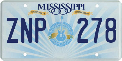 MS license plate ZNP278