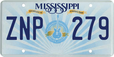 MS license plate ZNP279
