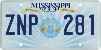MS license plate ZNP281