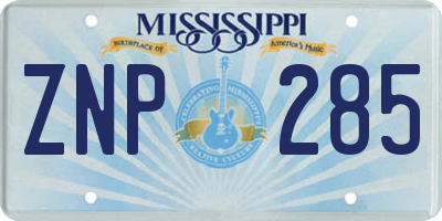MS license plate ZNP285