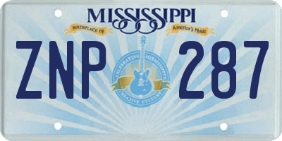 MS license plate ZNP287