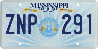 MS license plate ZNP291