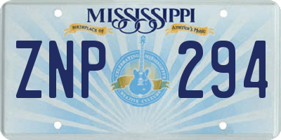 MS license plate ZNP294
