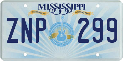 MS license plate ZNP299