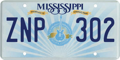 MS license plate ZNP302